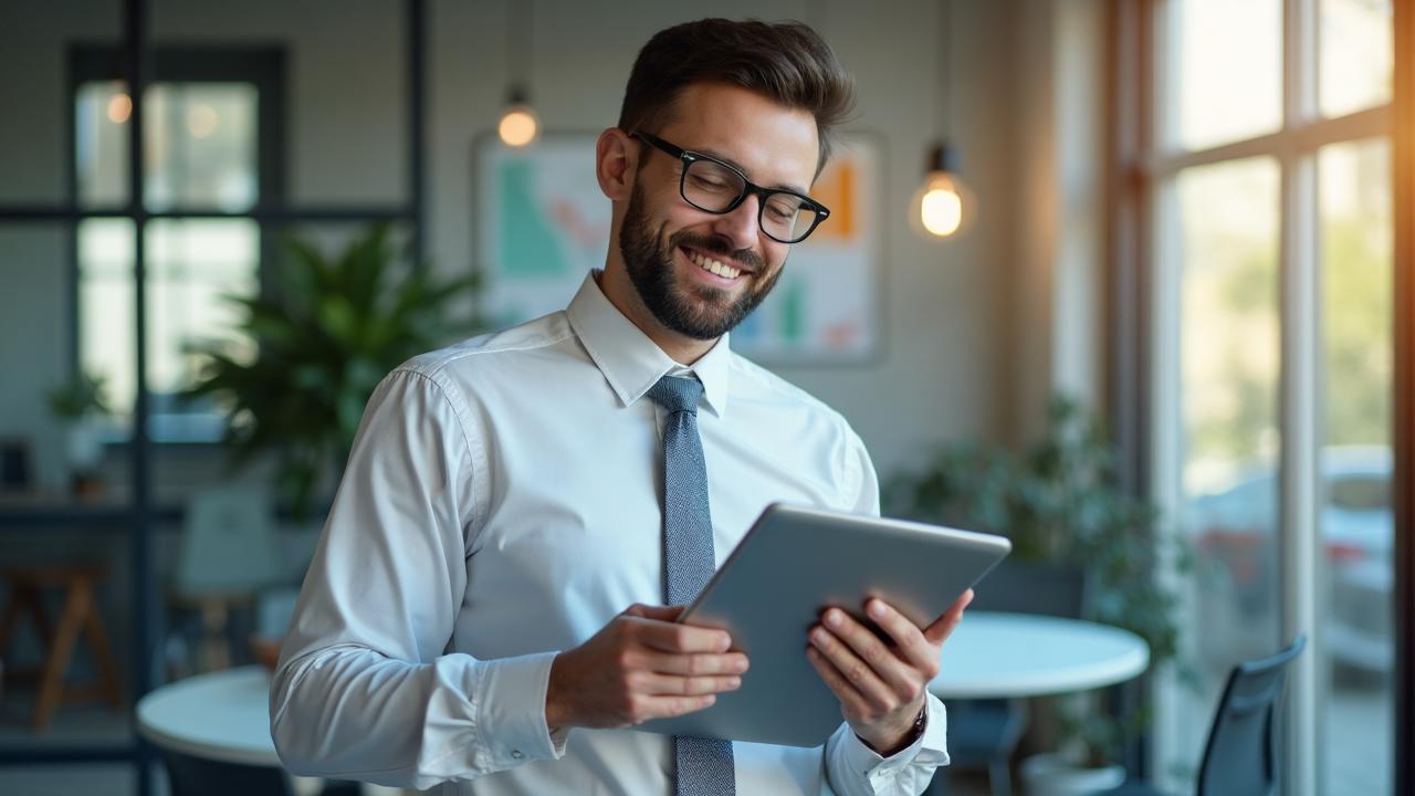 Property manager reviewing financial reports