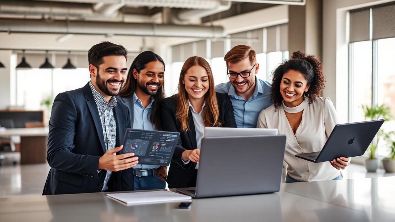 Bright Path Property Management team reviewing AI-powered maintenance analytics and predictive data