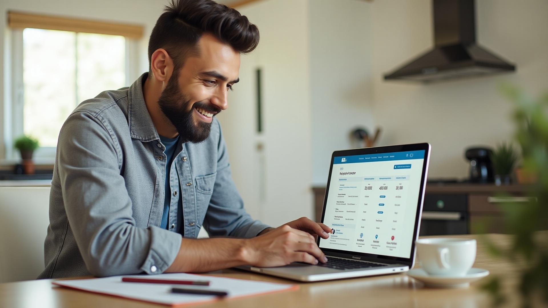 Property owner submitting rental property information online for professional management